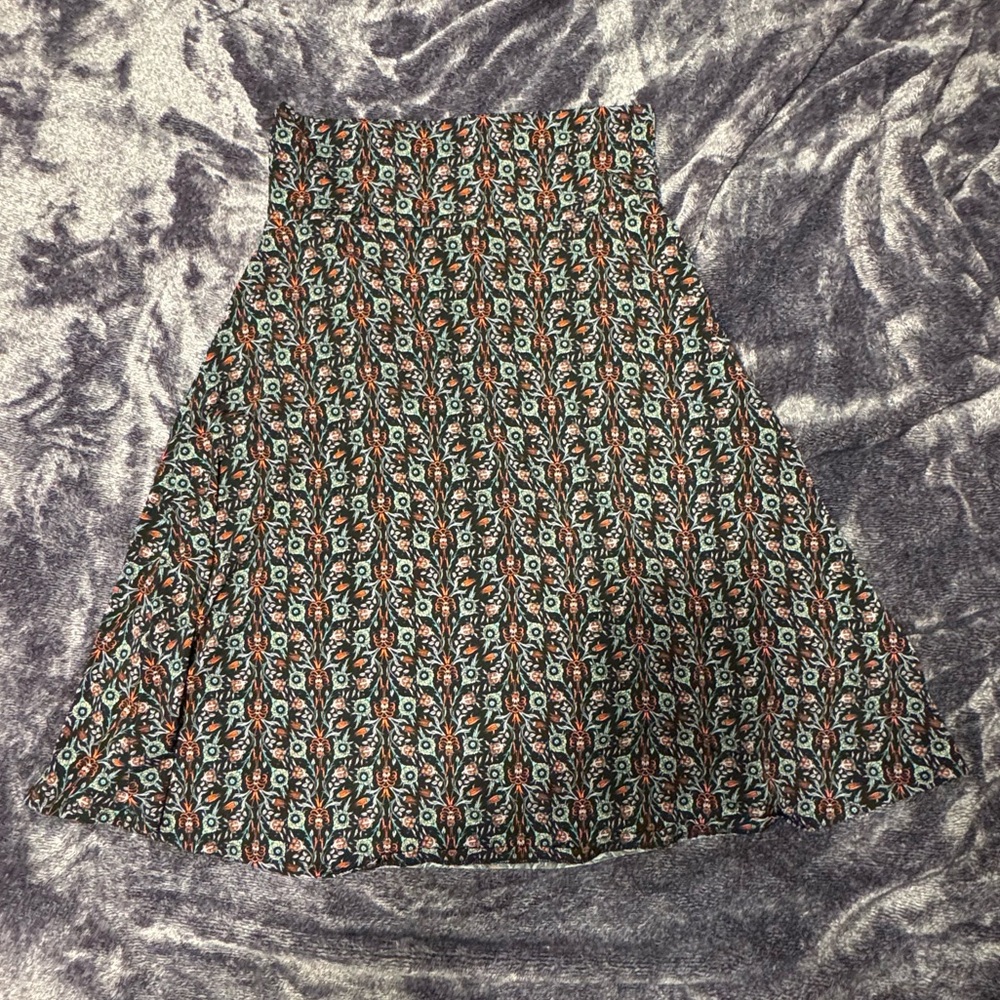 LuLaRoe Black and Orange Floral Azure Skirt